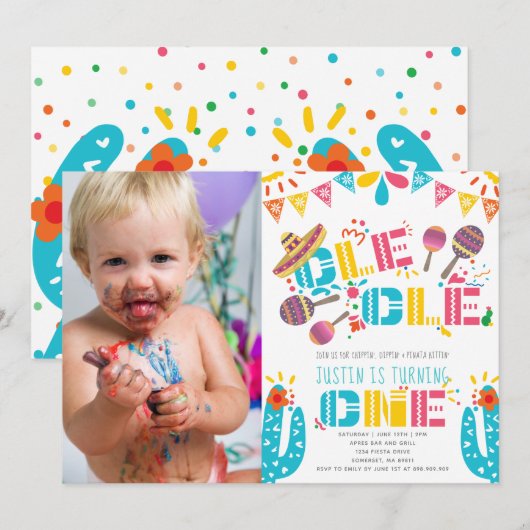 Mexicaanse Fiesta Eerste Verjaardag Foto Kaart (Voorkant / Achterkant)