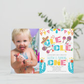 Mexicaanse Fiesta Eerste Verjaardag Foto Kaart (Staand voorkant)