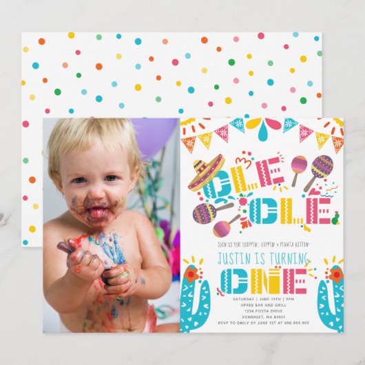 Mexicaanse Fiesta Eerste Verjaardag Foto Kaart (Voorkant / Achterkant)