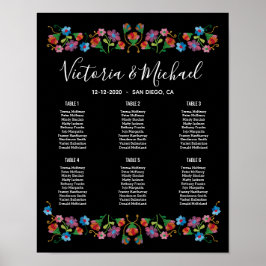 Mexicaanse fiesta Embroidery Floral Seating Chart Poster