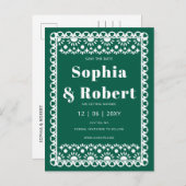 Mexicaanse Fiesta Emerald Papel Picado Bewaar de d Aankondigingskaart (Voorkant / Achterkant)