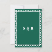 Mexicaanse Fiesta Emerald Papel Picado Boho Weddin RSVP Kaartje (Achterkant)