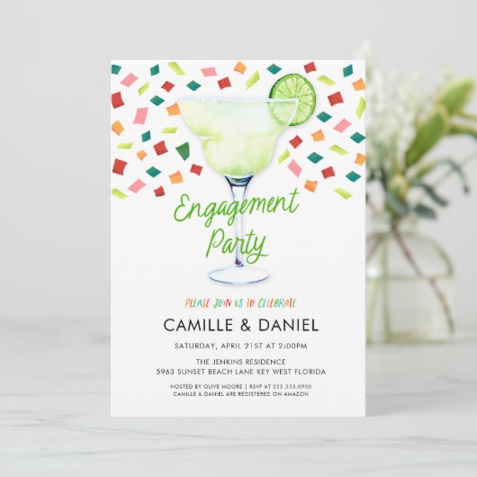 Mexicaanse Fiesta Engagement Party Uitnodiging (Staand voorkant)