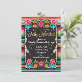Mexicaanse Fiesta Feliz Navidad Party Gold Glitter Kaart (Staand voorkant)