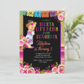 Mexicaanse Fiesta Floral 1e verjaardag uitnodiging (Staand voorkant)