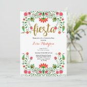 Mexicaanse Fiesta Floral Graduation Party Kaart (Staand voorkant)