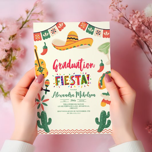 Mexicaanse Fiesta Floral Graduation Party Kaart