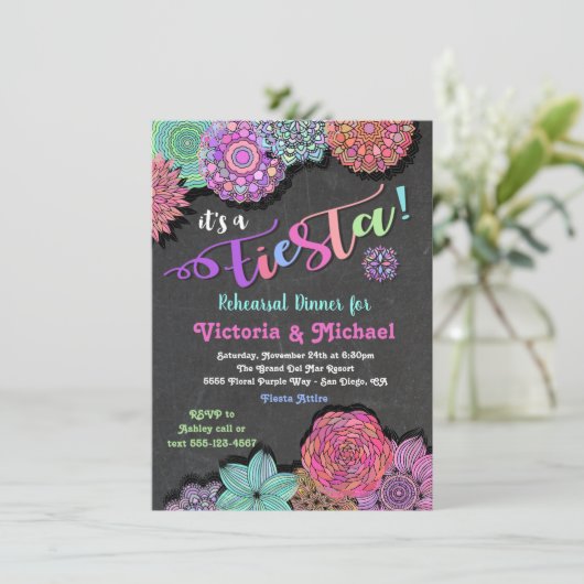 Mexicaanse Fiesta Floral Mandala repetitie diner Kaart (Staand voorkant)