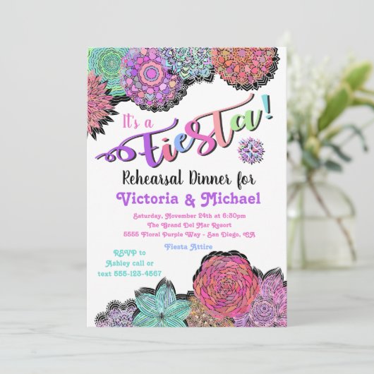 Mexicaanse Fiesta Floral Mandala repetitie diner Kaart (Staand voorkant)