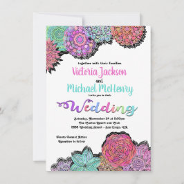 Mexicaanse Fiesta Floral Mandala Wedding Invitatio Kaart