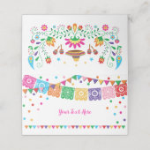 Mexicaanse Fiesta Floral Otomi Confetti Party Deco Plaatskaartje (Buitenkant ongevouwen)
