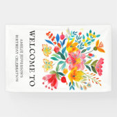 Mexicaanse Fiesta Floral Party Welkom Spandoek (Horizontaal)