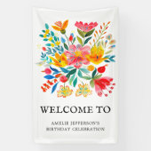 Mexicaanse Fiesta Floral Party Welkom Spandoek (Verticaal)