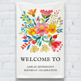 Mexicaanse Fiesta Floral Party Welkom Spandoek