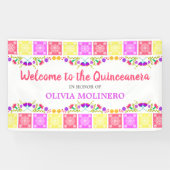  Mexicaanse Fiesta Floral Quinceanera Welkom Spandoek (Horizontaal)