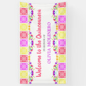  Mexicaanse Fiesta Floral Quinceanera Welkom Spandoek (Verticaal)