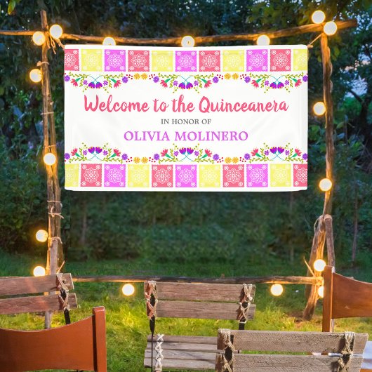  Mexicaanse Fiesta Floral Quinceanera Welkom Spandoek