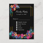 Mexicaanse Fiesta Floral Wedding Black RSVP Card Informatiekaartje (Voorkant)