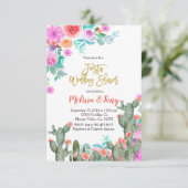 Mexicaanse Fiesta Floral Wedding douche Cactus Kaart (Staand voorkant)