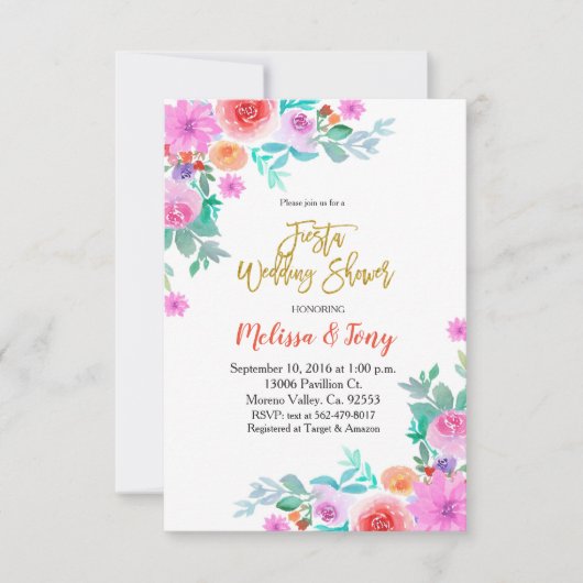 Mexicaanse Fiesta Floral Wedding onder de douche Kaart (Voorkant)