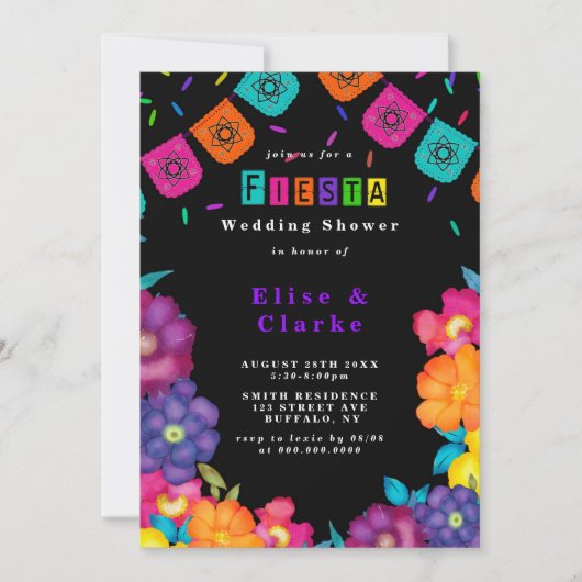 Mexicaanse Fiesta Florals Wedding Shower-uitnodigi (Voorkant)