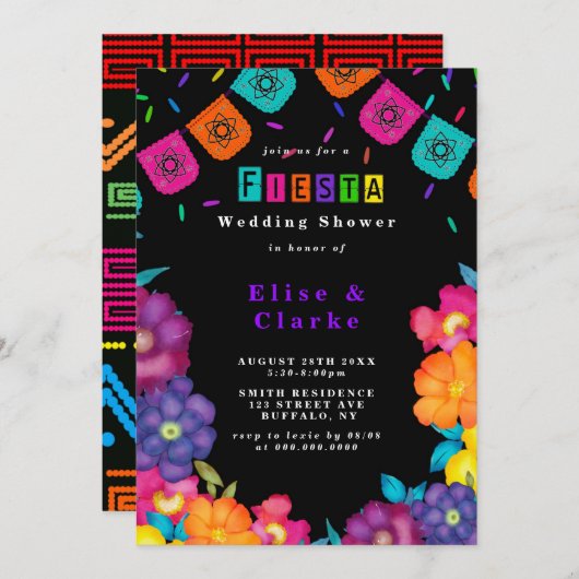 Mexicaanse Fiesta Florals Wedding Shower-uitnodigi (Voorkant / Achterkant)