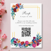 Mexicaanse Fiesta Flower Wedding QR Code RSVP Card Informatiekaartje