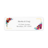 Mexicaanse Fiesta Flower Wedding Retour Adres Labe Etiket (Voorkant)