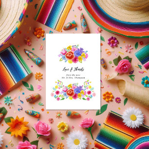 Mexicaanse Fiesta Folk Art Floral Wedding Bedankkaart