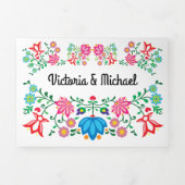 Mexicaanse Fiesta Folk Art Floral Wedding Drieluik Uitnodiging (Cover)