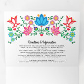 Mexicaanse Fiesta Folk Art Floral Wedding Drieluik Uitnodiging (Binnenzijde eerst)