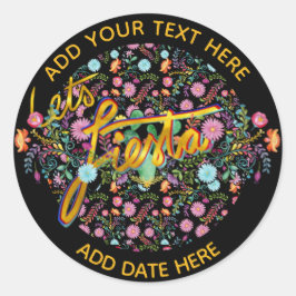 Mexicaanse Fiesta Folk Bloemen Persoonlijk Ronde Sticker