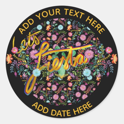 Mexicaanse Fiesta Folk Bloemen Persoonlijk Ronde Sticker (Voorkant)