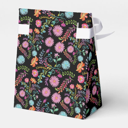 Mexicaanse Fiesta Folk Flowers Llama gepersonalise Bedankdoosjes (Achterkant)