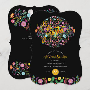 Mexicaanse Fiesta Folk Flowers Llama Gold EVENEMEN Kaart