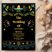 Mexicaanse Fiesta Folkart Bloemen Bruiloft Kaart