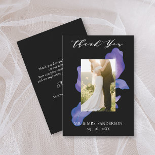 Mexicaanse Fiesta Foto Bruiloft Zwart Bedankkaart