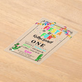 Mexicaanse Fiesta & Fun 1e verjaardag Acryl Uitnodigingen (Laagn)