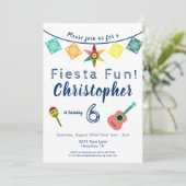 Mexicaanse Fiesta Fun Colorful Boys Birthday Party Kaart (Staand voorkant)