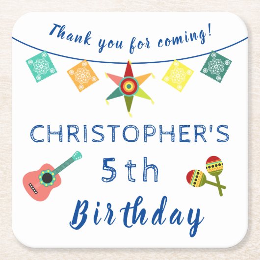 Mexicaanse Fiesta Fun kleurrijke kinderen Birthday Kartonnen Onderzetters (Voorkant)