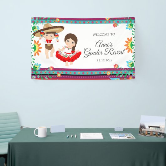 Mexicaanse Fiesta Gender onthulling Baby shower Ba Spandoek (Beurs)