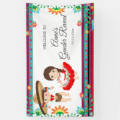 Mexicaanse Fiesta Gender onthulling Baby shower Ba Spandoek (Verticaal)