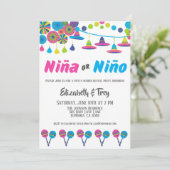 Mexicaanse Fiesta Geslacht onthullen Niña of Niño Kaart (Staand voorkant)