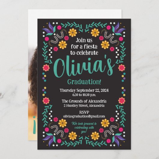 Mexicaanse Fiesta Graduation Party Kaart (Voorkant / Achterkant)