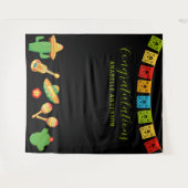 Mexicaanse Fiesta Graduation Party Zwart Achtergro Wandkleed (Voorkant (horizontaal))