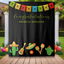 Mexicaanse Fiesta Graduation Party Zwart Achtergro