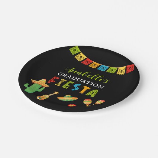 Mexicaanse Fiesta Graduation Party Zwart Papieren Bordje (Gekanteld)