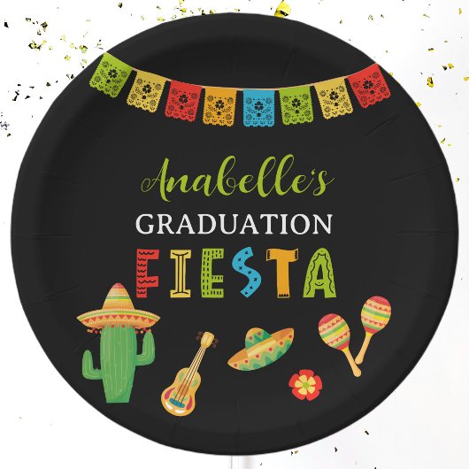 Mexicaanse Fiesta Graduation Party Zwart Papieren Bordje
