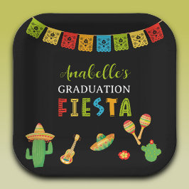 Mexicaanse Fiesta Graduation Party Zwart Papieren Bordje