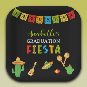 Mexicaanse Fiesta Graduation Party Zwart Papieren Bordje